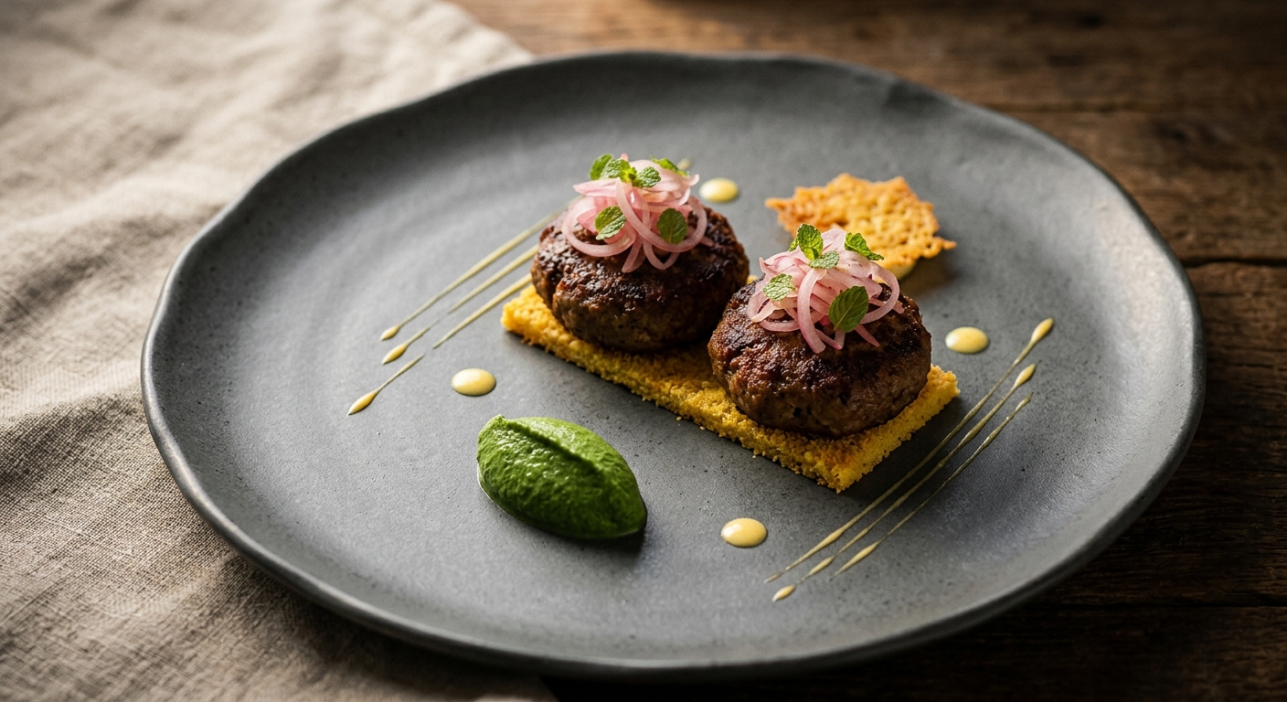 Lucknowi Lamb Galouti on Saffron Brioche Crumb