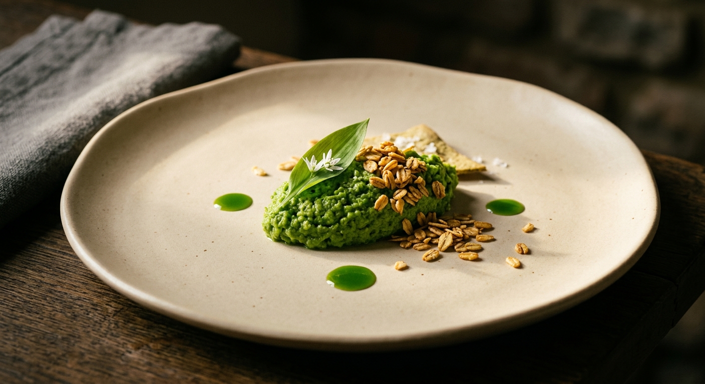 Wild Garlic & Pea Smash with Toasted Oats
