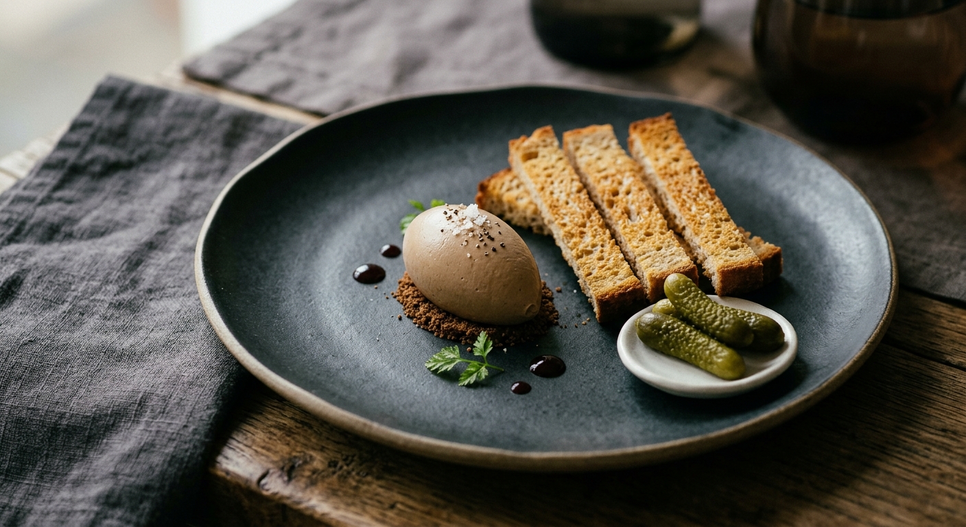 Chicken Liver Parfait with Cornichons and Sourdough Soldiers