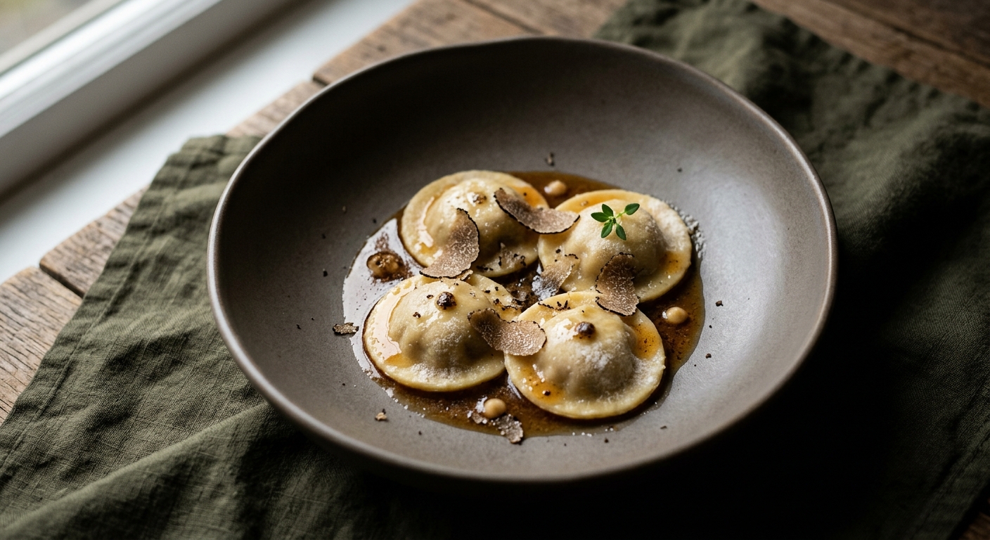 Sweetbread Ravioli with Burnt Butter & Black Truffle