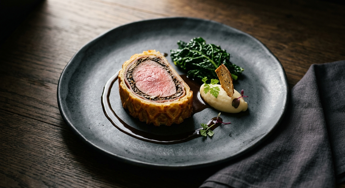 Beef Wellington with Mushroom Duxelles and Madeira Jus