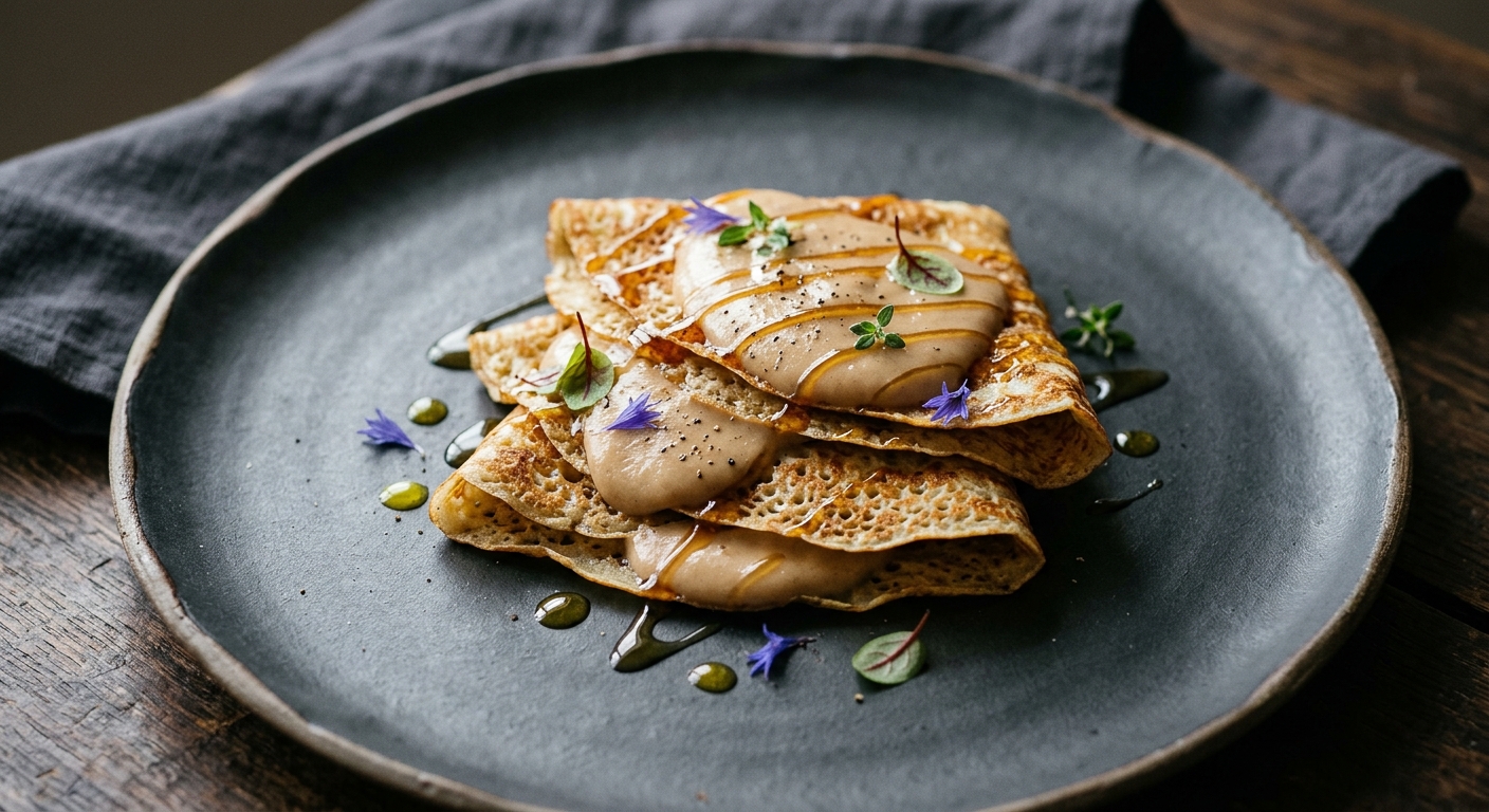 Filloas with Orujo Honey and Chestnut Cream