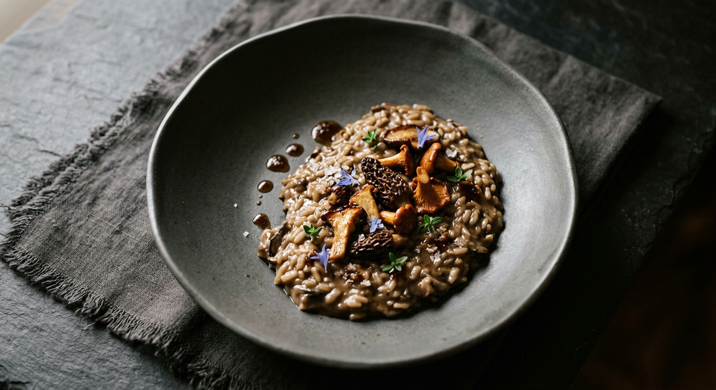 Wild Mushroom Risotto with Burnt Butter and Thyme