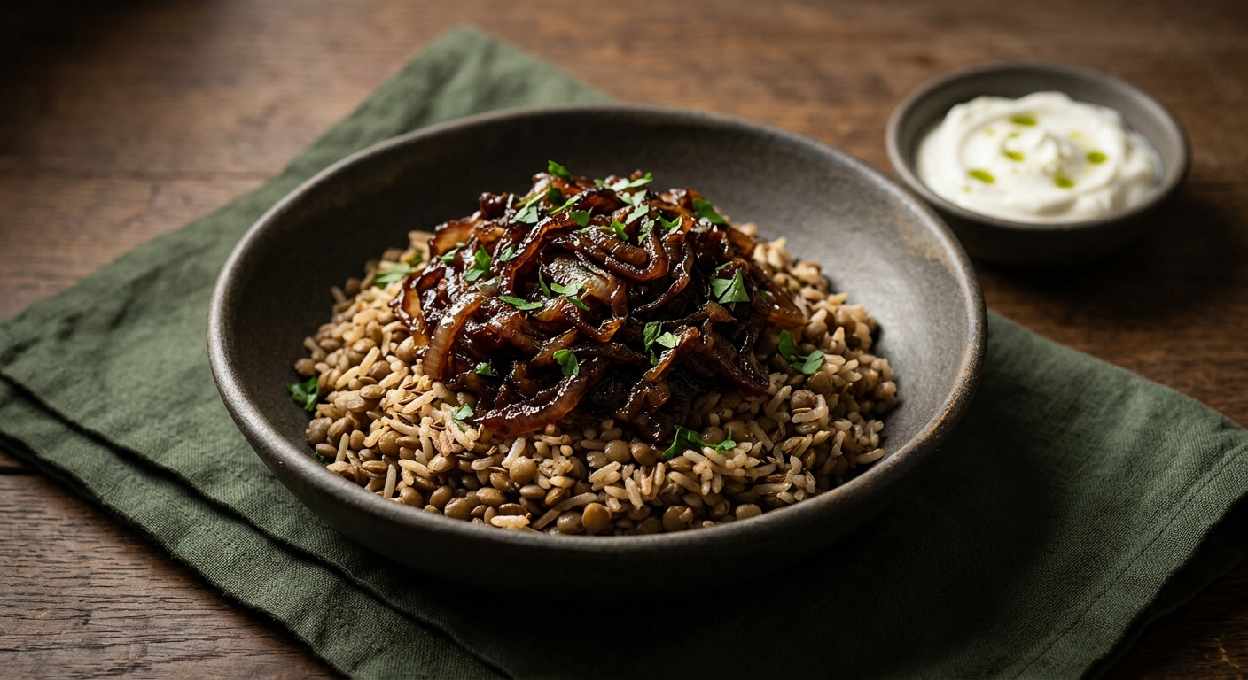 Mujaddara: Lentil & Rice with Mahogany Onions