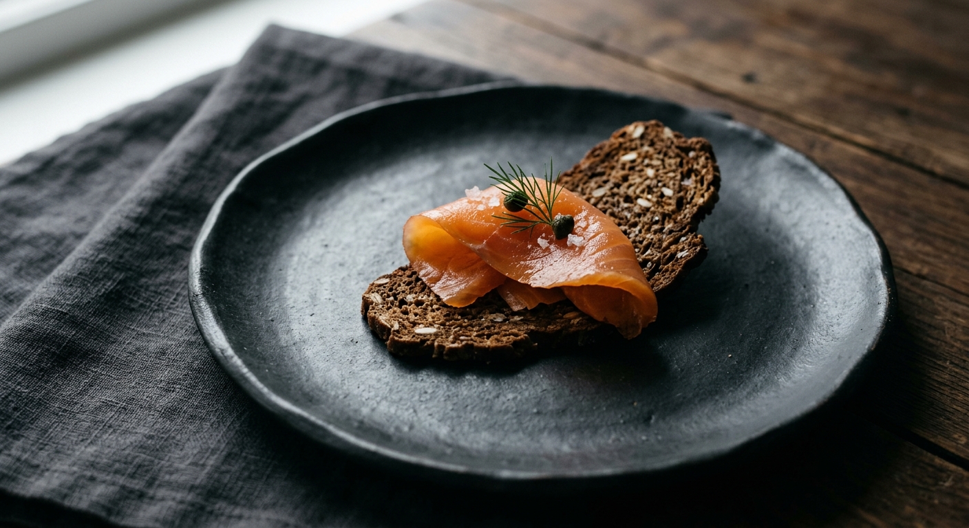 Smoky Salmon Cure on Rye Crust