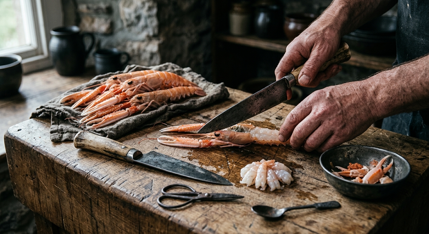 Prepping Langoustines
